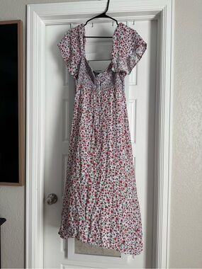 ZARA Light Blue with Red Floral Print and front tie